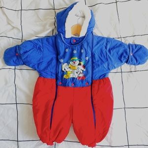 Vintage Disney Baby Winter Snowsuit with Mickey and Minnie Mouse Size 18 Months